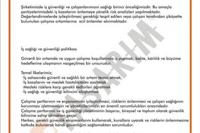 KALİTE STANDARTLARIMIZ ve  (İSG)-4